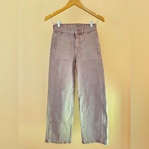 American Eagle Blush Mauve Wide Leg Utility Jeans – Women 000 Short | High Rise